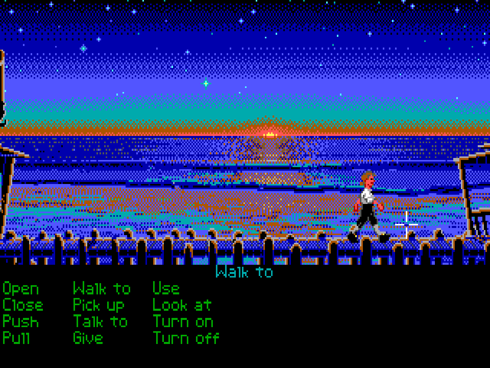Screenshot from Monkey Island with some beautiful gradient dithering in the sky