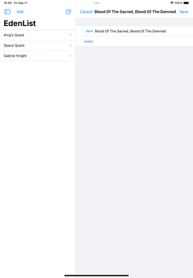 EdenList 2.5.0 for iPad Screenshot - Portrait