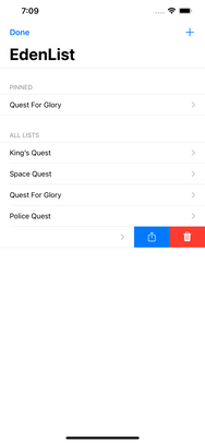EdenList 2.4.0 for iOS Screenshot with pinned lists